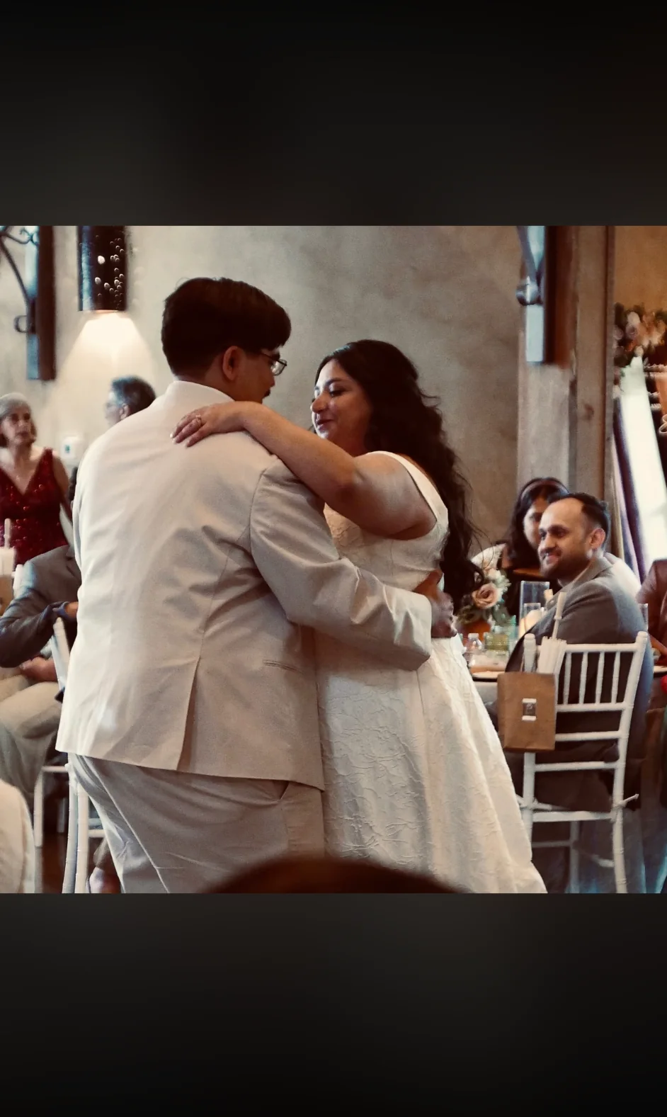 Couple sharing their first dance at a Central Texas wedding reception