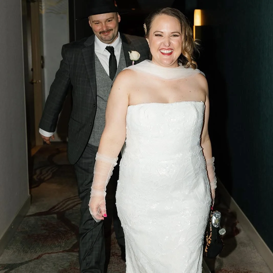 Newlyweds making their grand entrance at a Central Texas wedding reception