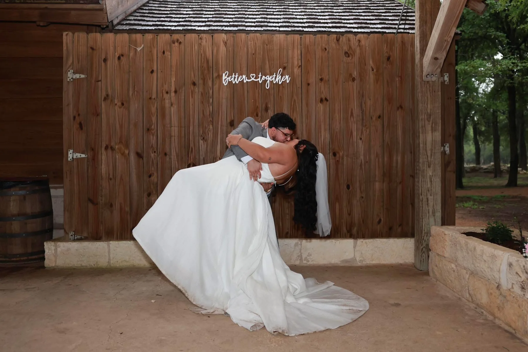 Bride and groom celebrating at a Central Texas wedding reception